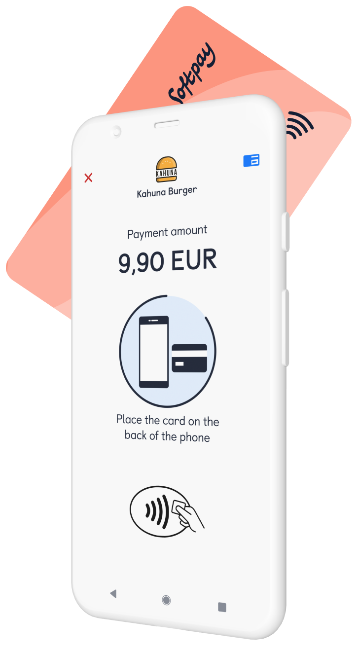 Softpay app with card tapping behind the device